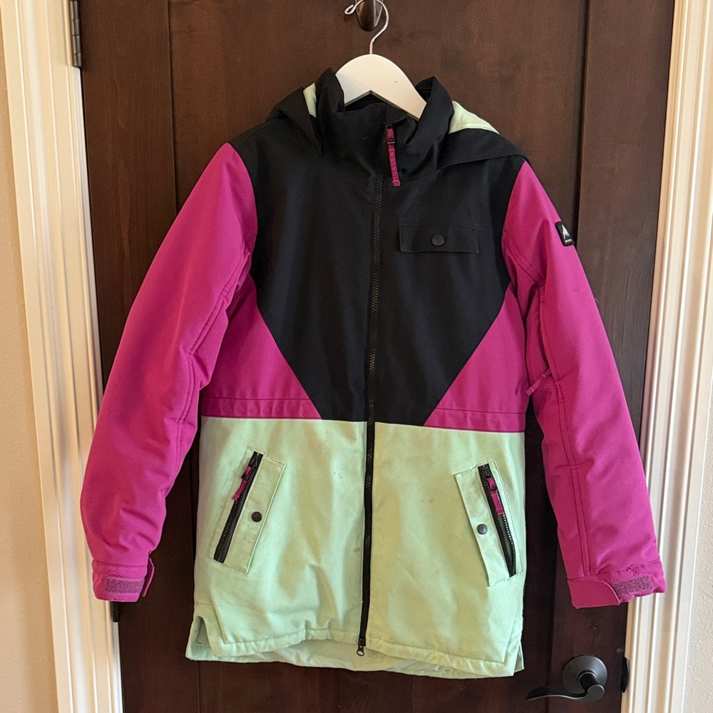 Burton Kids Pink and Mint Colorblock Puffer Jacket